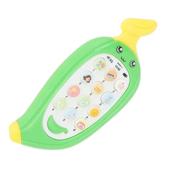 Early Learning Telefon Tvåspråkig Biteable Bitring Cover Multi Modes Baby Mobiltelefon Leksak Banan Grön