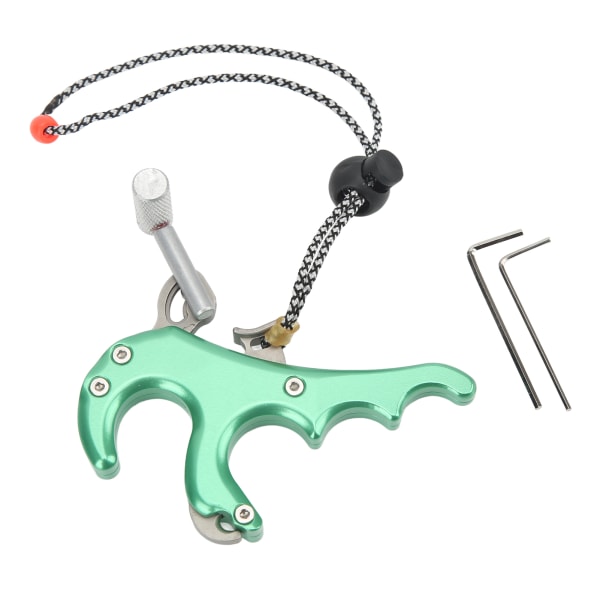 4 Finger Archery Release Aid Grip Aluminum Alloy Compound Bow Thumb Trigger for Outdoor Shooting Green