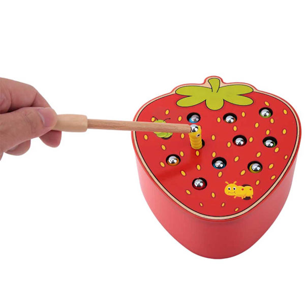 Capture Worm Magnetisk träleksak Kid Educational Intelligence Development Leksaker Strawberry