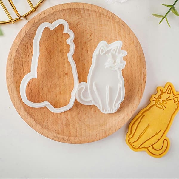 Søde katteformer kiksforme elegante katte mønster kiksestempel kiksform til sød dessertfremstilling Kitten E