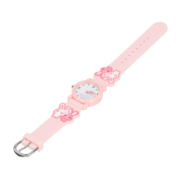 Barnklocka 3D tecknat mönster Vattentät söt, klar nummerskala Armbandsur för småbarn för 3 till 8 år Flickor Pojkar Rosa