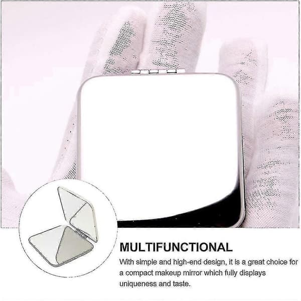 Sminkspegel Dubbelsidig Bärbar Hopfällbar 5,7x5,7cm (silver)