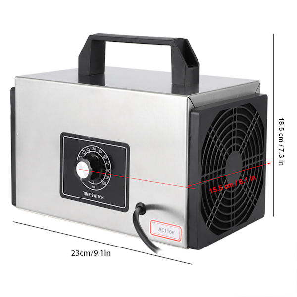 20g rustfrit stål Hjem Timing Switch Ozonizer Ozon Generator Luftrenser US Stik 110V