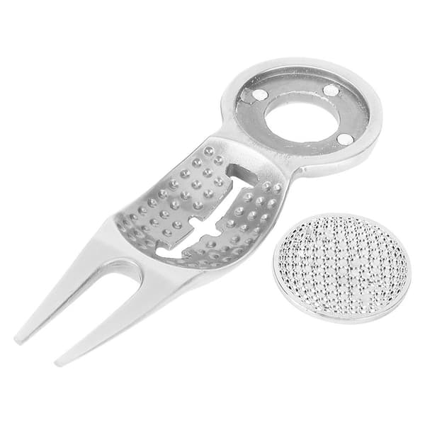 Zinc Alloy Golf Divot Repair Tool Magnet with Marking Line for Training Practice (Silver)