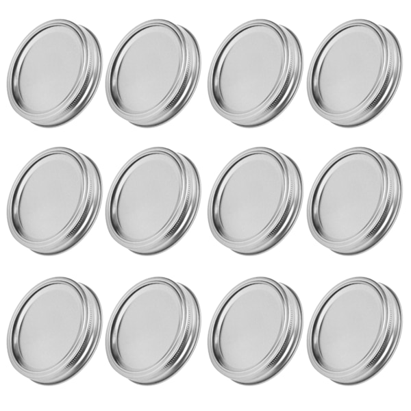 12 st rostfritt stål delad typ glasburklock Runda läckagesäkra tätningslock Köksförsörjning (XH00180 Silver)
