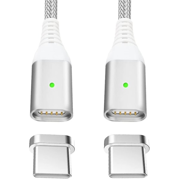 2 stk Magnetisk USB Type C ladekabel for Samsung/huawei/htc osv Silver