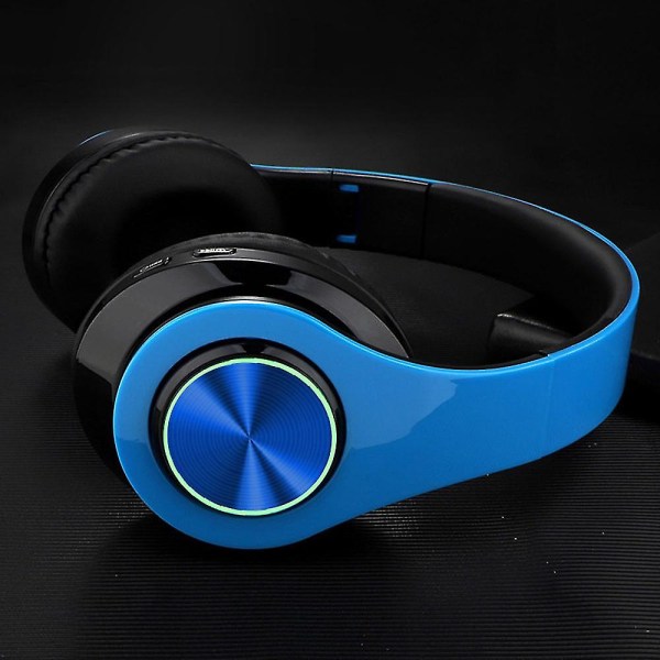 Bluetooth hörlurar Trådlösa hörlurar över örat med mikrofon Blue-Black