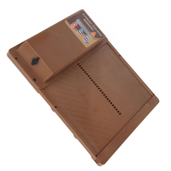 Solar Powered Automatic Chicken Coop Door USB Horizontal Open 3 in 1 Automatic Chicken Coop Door Opener with Timer Light Sensor Remote Control Brown