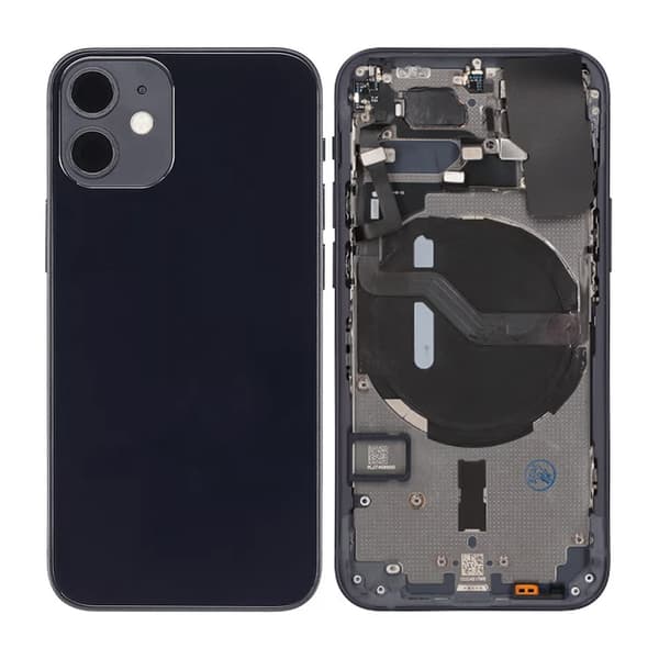 Kompatibel med iPhone 12 Mini Bagside Komplet Med Smådele Sort Svart black