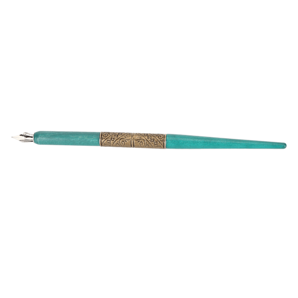 Dopppenna med 6 utbytbara spetsar, smidig skrivning, retro, lättviktig kalligrafipenna för teckning, ordkonst, cyan