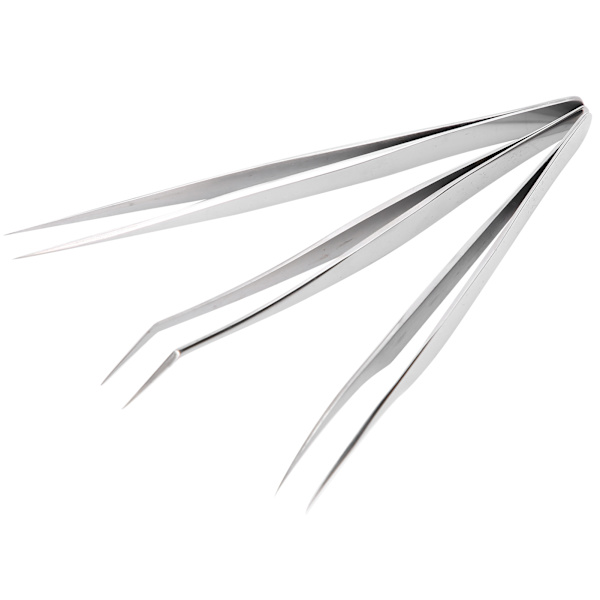 3 st Ögonfransförlängningspincettset Silverspegel Ljus delfinformad Easy Fannning Tool