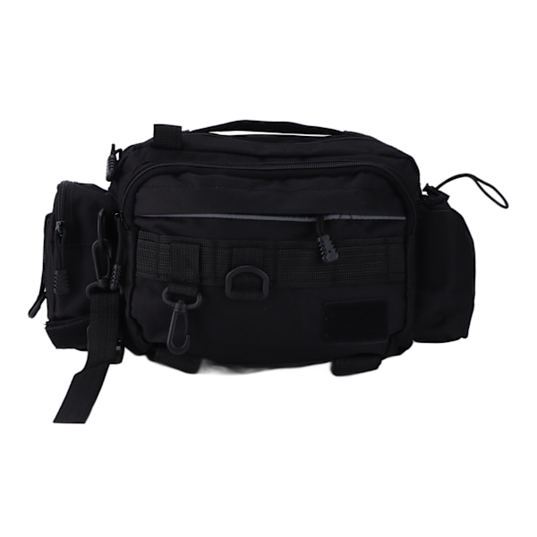 Fiskeredskapsväska Nylon 600D Fiskeredskap Sling Pack med midjebälte för utomhuscykling Svart
