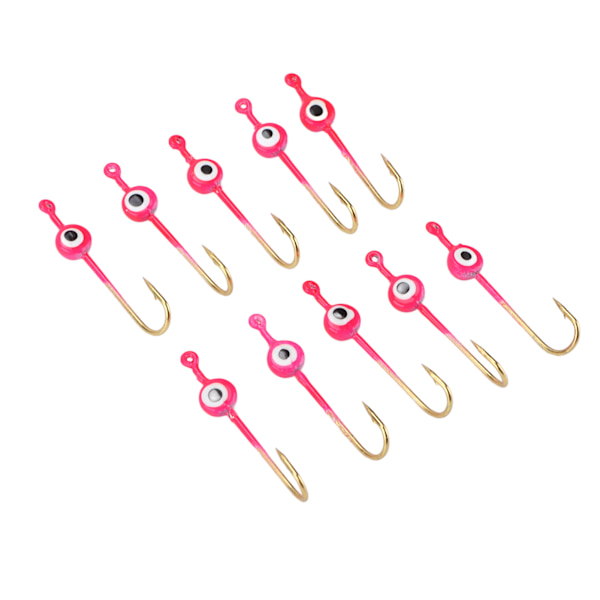 10 st Heads Fiskedrag Jiggar Rosa Högkolstål Vinter Is Fiskkrok Jig för fisk