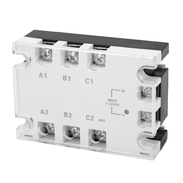 3-fase Solid State-relé Hvit Støyløs Antishock Pålitelig DC til AC Solid State-relé 3‑32VDC 24‑480VAC 15A