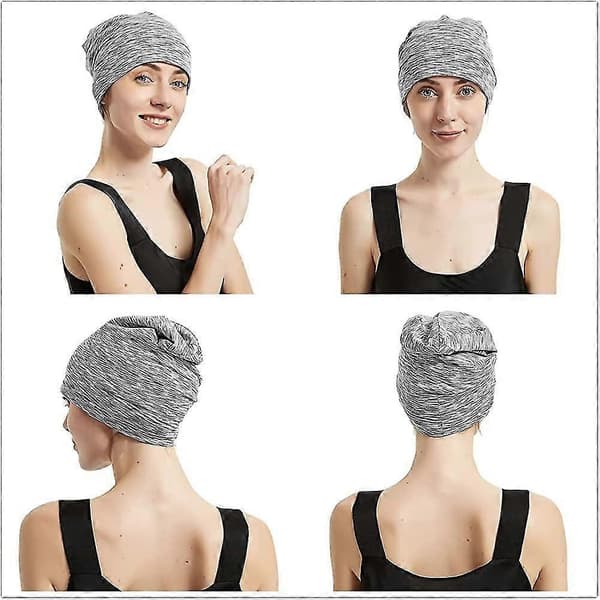 Satinhætte, 2-pak sovehætte i bambusfiber, blødt foret, løs hue, indendørshat, gave