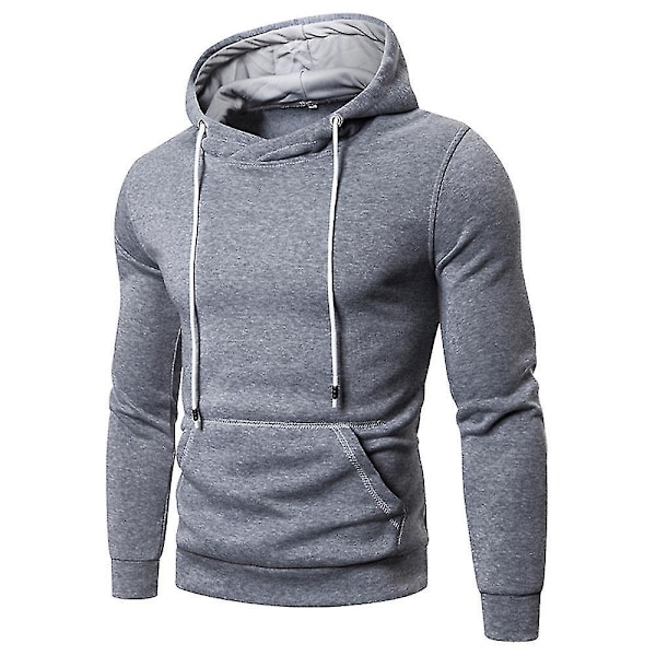 Grå Herr Hoodie Sweatshirt Pullover Träningsdräkt Topp
