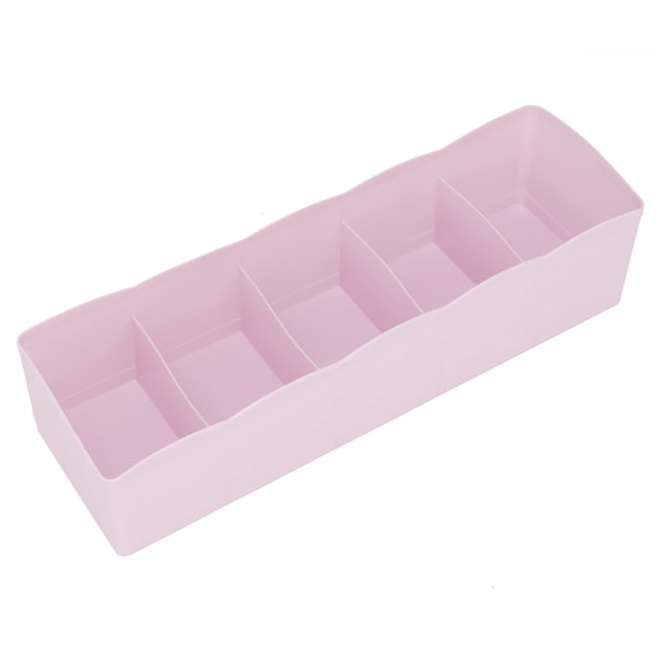 Plastic Box Organizer Bra Underwear Socks Cube Basket with 5 Grids (Pink)