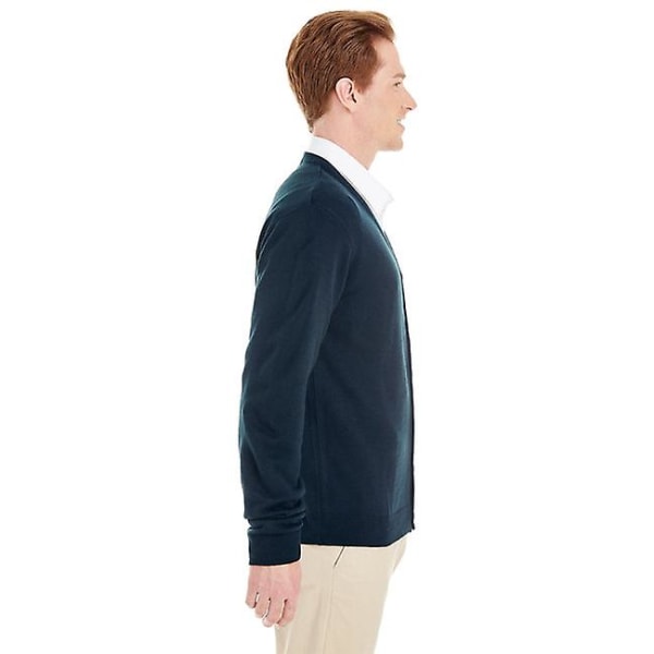 Harriton mænds Pilbloc V-hals cardigan sweater med knap DARK NAVY 5XL