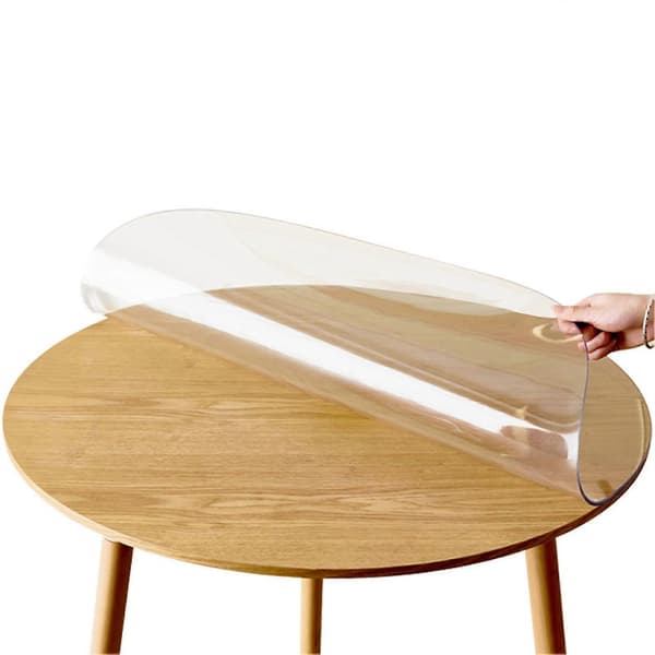 Sizes Clear PVC Table Protector Round PVC Tablecloth 2.0mm Thick Desk Mat Waterproof Vinyl Table Cover - Perfect 60cm