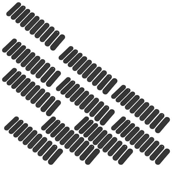 100 kpl Virkkausmerkit 4,5x1,2 cm 2 Reikää PU-nahkamerkki Käytännöllinen koristelu DIY-tarvikkeet Musta