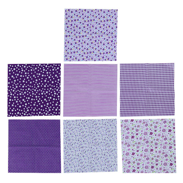 7 st 50x50 cm Lila blommig bomullstyg för pysselsydd Scrapbooking Quilting Kit