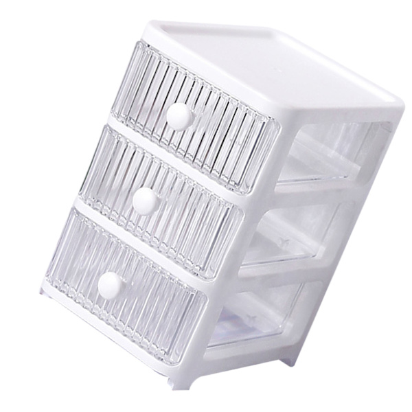 Desktop Storage Box with Drawers Multi-layer Transparent Multifunctional Stackable Desk Organizer for Home Bedroom Office 3 Layers