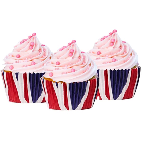 200 stk Union Jack Mini Pappkopper Cupcake Liners Cupcake Wrappers for Queen Platinum Jubilee Party Supplies Dekorasjoner
