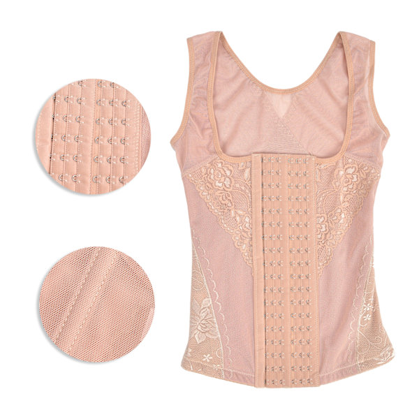 Kvinders Midje Træningskorset Vægttab Mavekontrol Vest Body Shaper Cincher Linned Hudfarve M