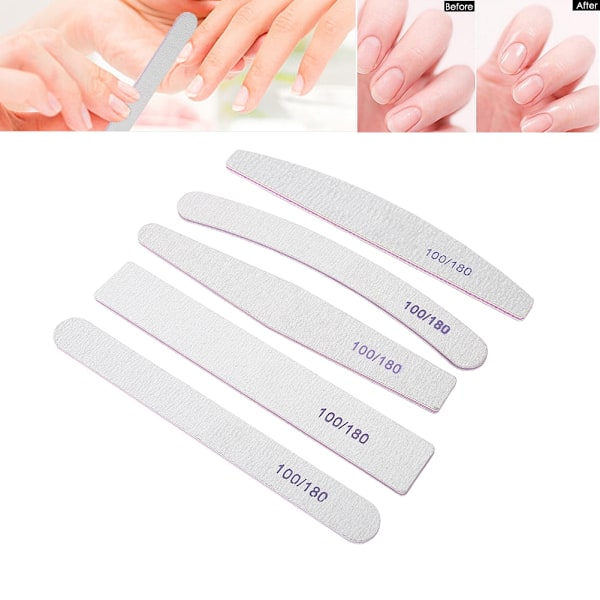 5 Styck Dubbelsidig slipning Bufferande Nail Art Buffertfiler Professionell manikyrspetsverktyg