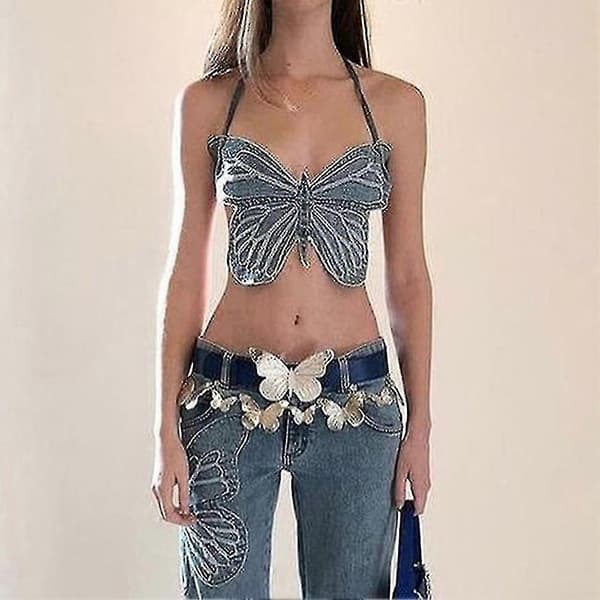 Sommerfugl Jeans Crop Top