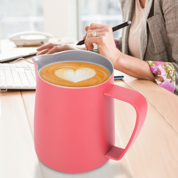 600 ml rustfritt stål Melkeskumming Kanne Latte Art for hjemmebruk i kafé Rose Red