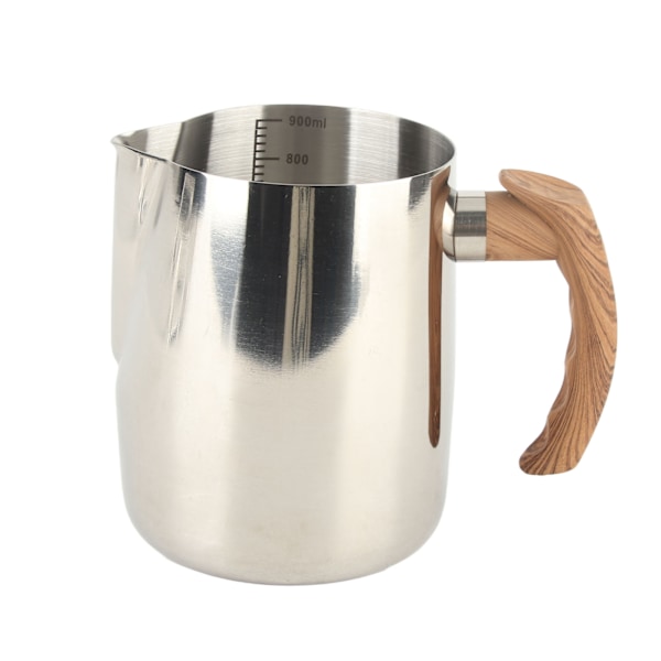 Melkeskummerkopp Innvendig skala 304 rustfritt stål Dryppfri tut Kaffe-dampkanne med håndtak Original farge 1000 ml