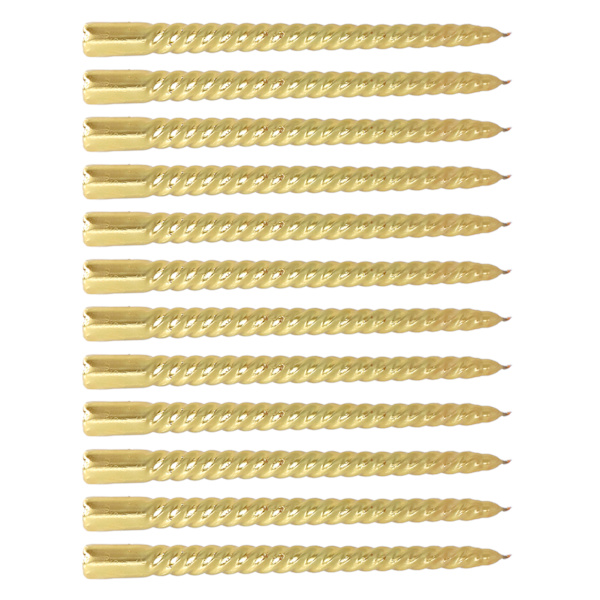 Twisted Long Candle Soy Wax Smokeless Metallic Twisted Ljusstake för Bröllopsfest Guld