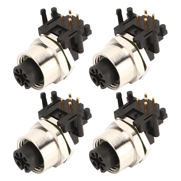 4 stk Elektrisk Aviation Socket Connector M12 5-polet Aluminiumlegering Vandafvisende til RV Båd