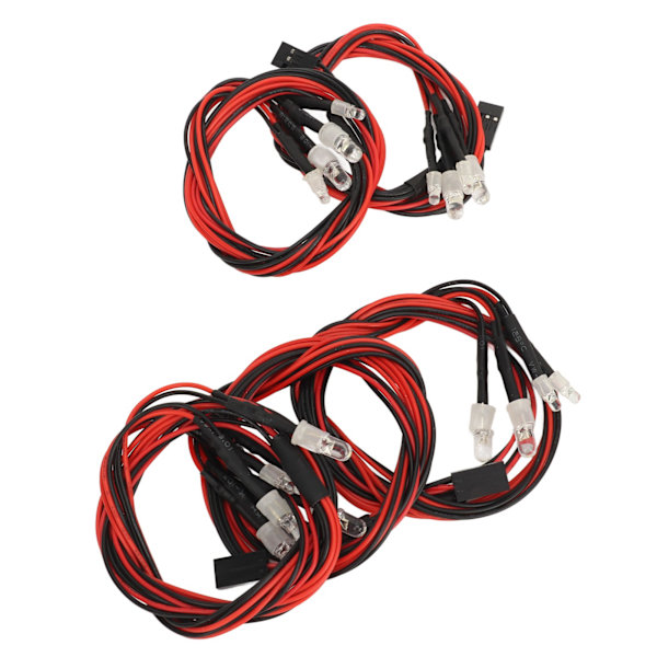 5 kpl RC-auton LED-valot Universaali Korkea kirkkaus 2 valkoista valoa 5 mm lamput 2 punaista valoa 3 mm lamput 4 LED RC-valosarja