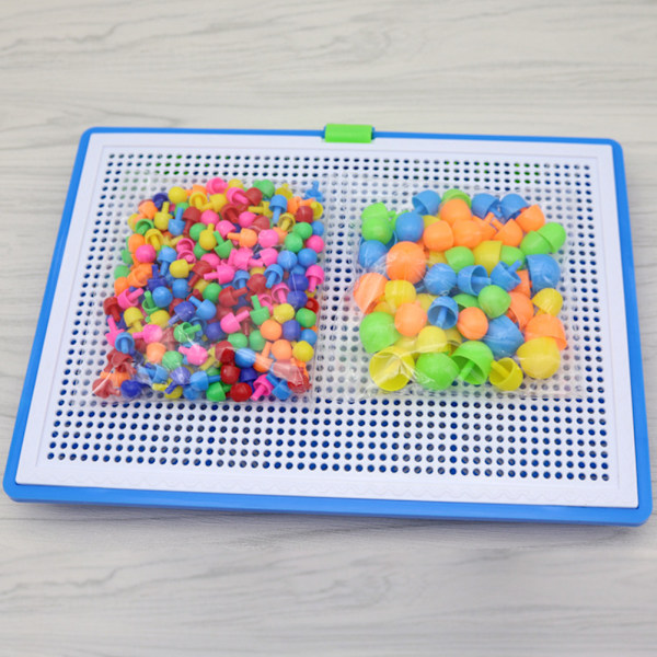 296 st färgglada svampnaglar Pegboard Pussel Set 3D Mosaik Jigsaw Game Byggstenar DIY Leksaker Kit för barn