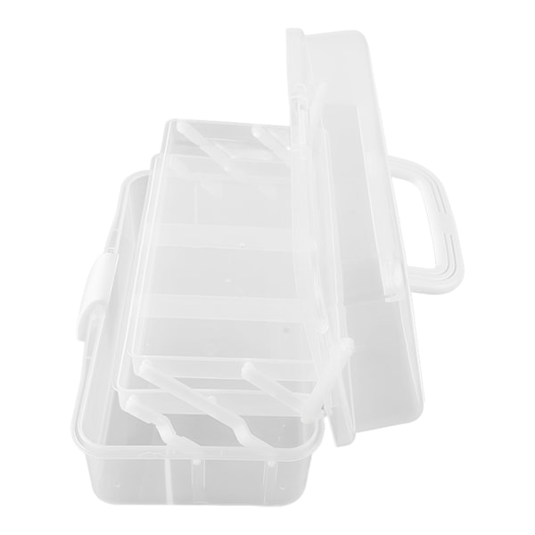 Tre-lags Opbevaringsboks Plastik Foldbar Værktøjskasse Bærbar Håndteret Multipurpose Organizer til Kunst Håndværk Kosmetiske Accessories Hvid