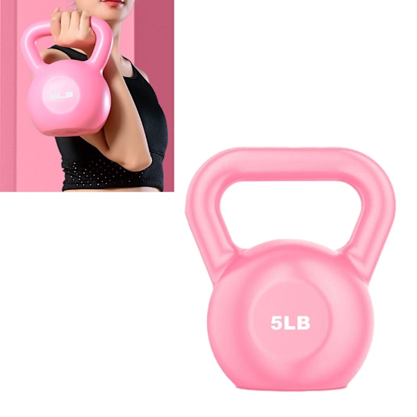 PE Kettlebell vikt för män kvinnor för träning Styrketräning Funktionell kondition Plyometrics Rosa 5LB