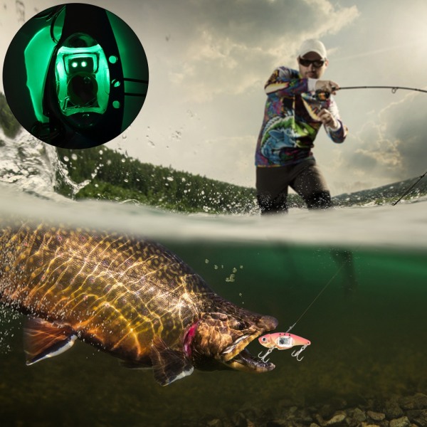 Underwater LED Lys Metall Hard Lure 3D Fiske Fiske Kunst Agnet Diskantkrok (Rosa)