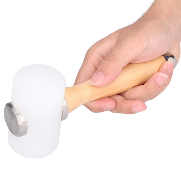 Lær Carving Hammer Nylon DIY Håndlaget Leathercraft Hammer Trehåndtak Stempling Verktøy (Primær Farge Håndtak Dobbelt Hode)