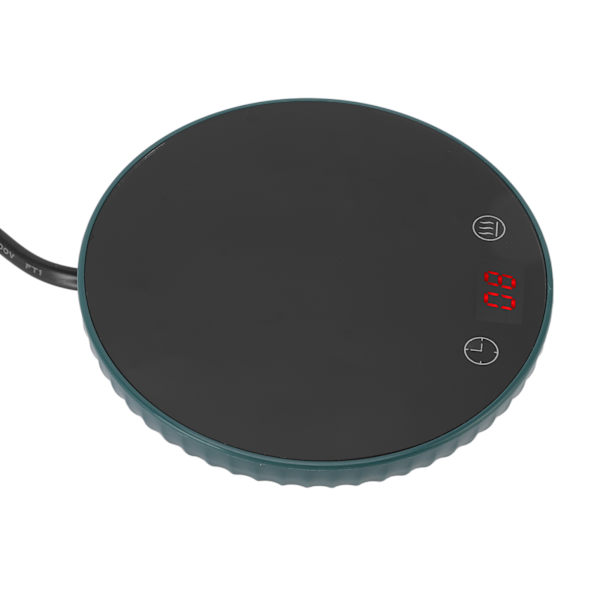 Kopsvarmer 55°C Konstant Temperatur Digital Display Trykknap Opvarmning Kaffevarmer til Skrivebord i Rustfrit Stål Kop Grøn EU-stik