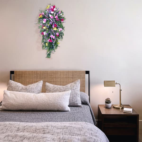 Artificial Flower Wreath with Lilacs Hyacinths Hydrangeas Spring Summer Floral Greenery Wreath E Small