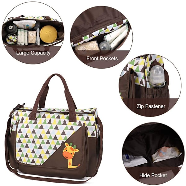 5st Mummy Bag för Nappflaska Mat Skötväska Stor kapacitet Gravidväska Babyväska