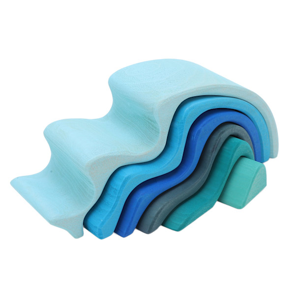 6 kpl Sea Wave rakennuspalikat Leikkikalut Värikkäät puupalikat Lapset Puzzle Pedagogiset lelut