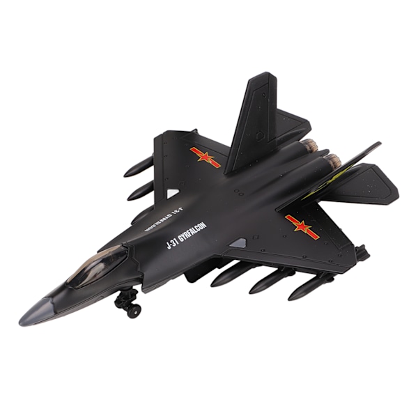 J 31 Kinesisk Fighter Model High Simulation Pull Back Funktion Fighter Model Leksaker med lätt musik för barn Presenter Leksaker Svart