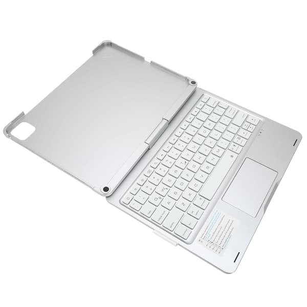 Touchpad Keyboard Case RGB Backlit 360 Degree Rotatable Silver Keyboard Protective Case for 10.9-inch IOS Tablet