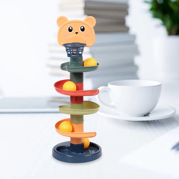 Ball Tower Interactive Educational Funny Ljusa Färger Ball Drop and Roll Tower för småbarn 5 lager med 5 golfar gratis storlek