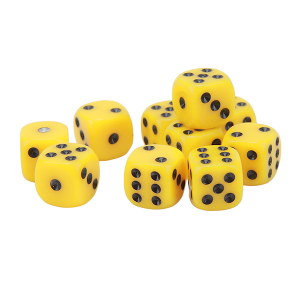 30 stk Terningesæt 16MM Plast 6-sidede Runde Hjørner Terningkuber til Brætspil Brætspil Gul