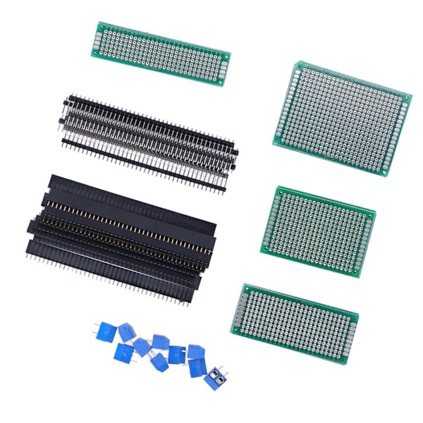 PCB Board Kit Dubbelsidig kretskortset med skruvterminal och header-kontakt för el-lödning nybörjare