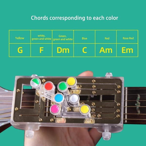 Gitarrackordövningsverktyg Gitarrinlärningssystem Inlärningsövningshjälp med 6 universella ackord